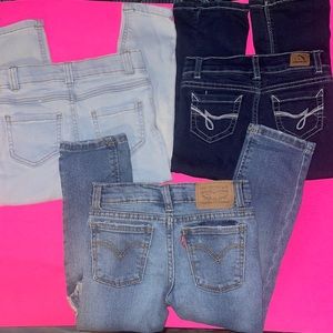 3 pairs of girl jeans